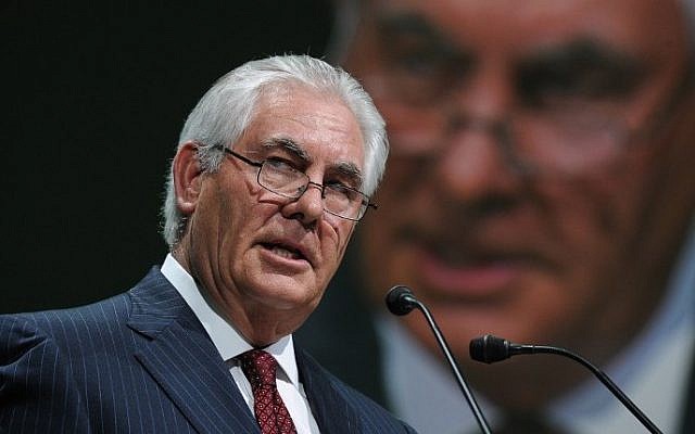 This file photo taken on June 02, 2015, shows Exxon Mobil Chairman and CEO Rex Tillerson addressing the World Gas Conference in Paris. (Eric Piermont/AFP)