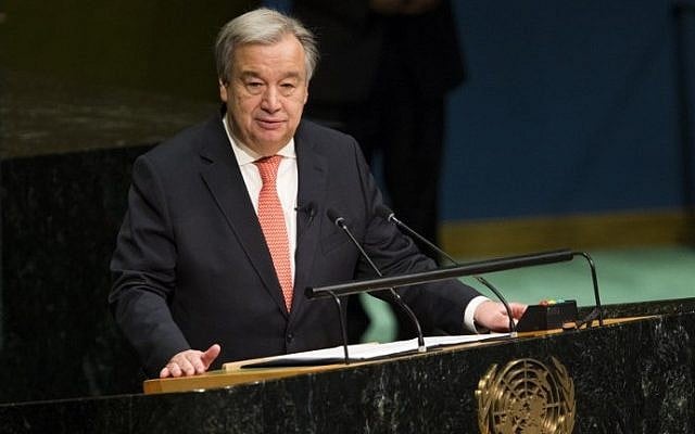 Incoming UN Secretary-General Antonio Guterres addresses UN delegates at the General Assembly December 12, 2016, at the United Nations in New York. (AFP Photo/Eduardo Munoz Alvarez) Incoming UN Secretary-General Antonio Guterres addresses UN delegates at the General Assembly December 12, 2016, at the United Nations in New York. (AFP Photo/Eduardo Munoz Alvarez)