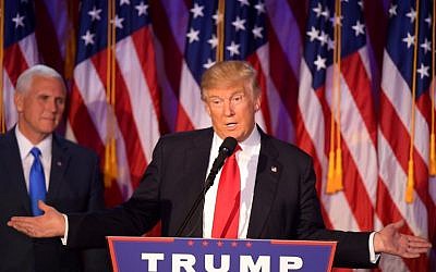 Donald Trump speaking during election night at the New York Hilton Midtown in New York, November 9, 2016. (AFP/Jim Watson)