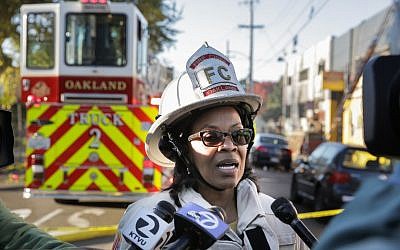 Oakland Fire Chief Teresa Deloach Reed speaks to the press following an overnight fire that claimed the lives of at least nine people at a warehouse in the Fruitvale neighborhood on December 3, 2016 in Oakland, California. (Elijah Nouvelage/Getty Images/AFP) Oakland Fire Chief Teresa Deloach Reed speaks to the press following an overnight fire that claimed the lives of at least nine people at a warehouse in the Fruitvale neighborhood on December 3, 2016 in Oakland, California. (Elijah Nouvelage/Getty Images/AFP)