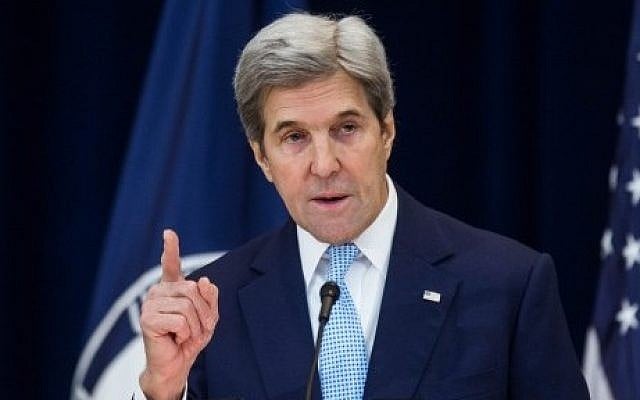 US Secretary of State John Kerry delivers a speech on Middle East peace at the State Department in Washington, DC on December 28, 2016. (Zach Gibson/Getty Images/AFP) US Secretary of State John Kerry delivers a speech on Middle East peace at the State Department in Washington, DC on December 28, 2016. (Zach Gibson/Getty Images/AFP)