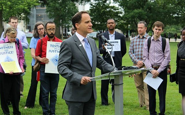 Rabbi Jonah Dov Pesner addressing a crowd of social activists. (Courtesy: Religious Action Center of Reform Judaism) Rabbi Jonah Dov Pesner addressing a crowd of social activists. (Courtesy: Religious Action Center of Reform Judaism)