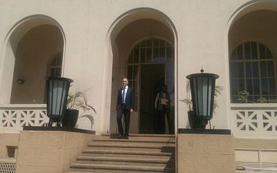Israeli ambassador to Angola Oren Rozenblatt leaves the Foreign Ministry in Angola after having delivered a missive declaring Israel's MASHAV - Israel's Agency for International Development Cooperation is suspending its program in the country (MFA)