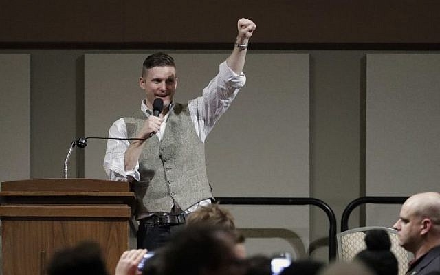 Alt-right leader Richard Spencer in College Station, Texas, December 6, 2016. (AP Photo/David J. Phillip)