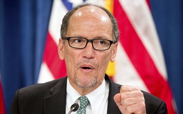 Labor Secretary Thomas Perez speaks at a news conference in Washington on June 22, 2016. Perez announced his candidacy to chair the Democratic National Committee on Thursday, Dec. 15, 2016 (AP Photo/Andrew Harnik) Labor Secretary Thomas Perez speaks at a news conference in Washington on June 22, 2016. Perez announced his candidacy to chair the Democratic National Committee on Thursday, Dec. 15, 2016 (AP Photo/Andrew Harnik)