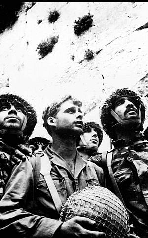 Israeli soldiers reverently take their first look at the Jewish religion's holiest place, the Western Wall in the Old City of Jerusalem on June 8. 1967 after it was captured from Jordan during the Israel-Arab war. (AP Photo)