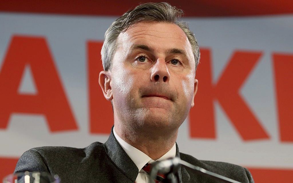 Norbert Hofer of Austria's Freedom Party, FPOE, at a news conference after the presidential election in Vienna, Austria, December 6, 2016. (AP Photo/Ronald Zak)