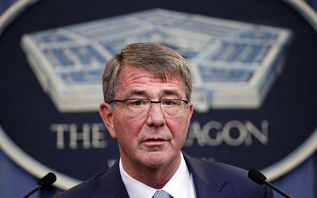 In this June 30, 2016, file photo, Defense Secretary Ash Carter speaks during a news conference at the Pentagon. (AP Photo/Alex Brandon, File) In this June 30, 2016, file photo, Defense Secretary Ash Carter speaks during a news conference at the Pentagon. (AP Photo/Alex Brandon, File)