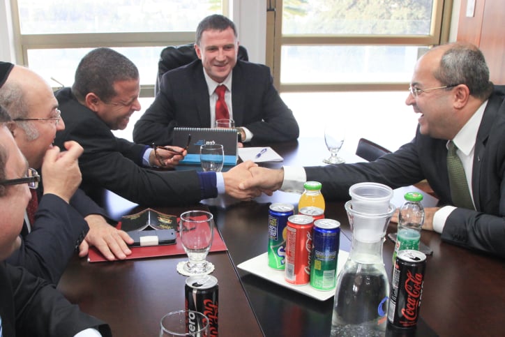 Speaker of the Israeli parliament Yuli Edelstein meets with Knesset faction representatives, including MK Ahmad Tibi, in his office in the Israeli parliament on December 03, 2014. Photo by Isaac Harari/FLASH90 Speaker of the Israeli parliament Yuli Edelstein meets with Knesset faction representatives, including MK Ahmad Tibi, in his office in the Israeli parliament on December 03, 2014. Photo by Isaac Harari/FLASH90
