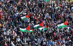 Illustrative photo of Arab Israelis during a protest in northern Israel on March 30, 2015. (Basal Awidat/Flash90)