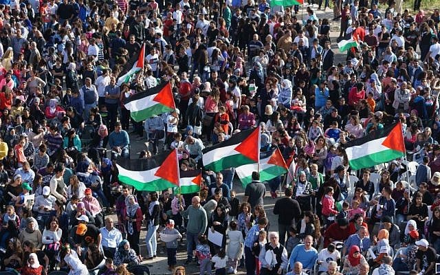 Illustrative photo of Arab Israelis during a protest in northern Israel on March 30, 2015. (Basal Awidat/Flash90) Illustrative photo of Arab Israelis during a protest in northern Israel on March 30, 2015. (Basal Awidat/Flash90)