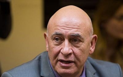 Joint Arab List member Basel Ghattas seen at the weekly Joint Arab list meeting at the Knesset, Israel's parliament in Jerusalem on February 8, 2016. (Yonatan Sindel/Flash90)