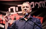 Then-MK Erel Margalit speaks at a conference he organized in Tel Aviv on May 22, 2016. (Tomer Neuberg/Flash90)