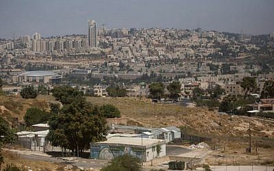 View of caravans in the Givat Hamatos neighborhood of Jerusalem, on July 5, 2016. (Lior Mizrahi/Flash90)