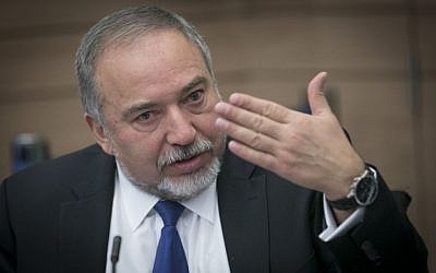 Defense Minister Avigdor Liberman attends a Finance committee meeting at the Knesset on December 6, 2016. (Yonatan Sindel/Flash90) Defense Minister Avigdor Liberman attends a Finance committee meeting at the Knesset on December 6, 2016. (Yonatan Sindel/Flash90)