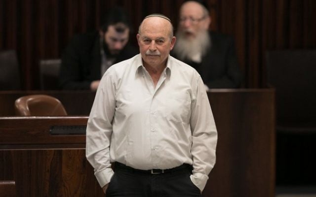 Jewish Home MK Nissam Slomiansky seen during a vote on the so-called Regulation Bill, a controversial bill that seeks to legitimize illegal West Bank outposts, in the Israeli parliament on December 7, 2016. (Yonatan Sindel/Flash90) Jewish Home MK Nissam Slomiansky seen during a vote on the so-called Regulation Bill, a controversial bill that seeks to legitimize illegal West Bank outposts, in the Israeli parliament on December 7, 2016. (Yonatan Sindel/Flash90)