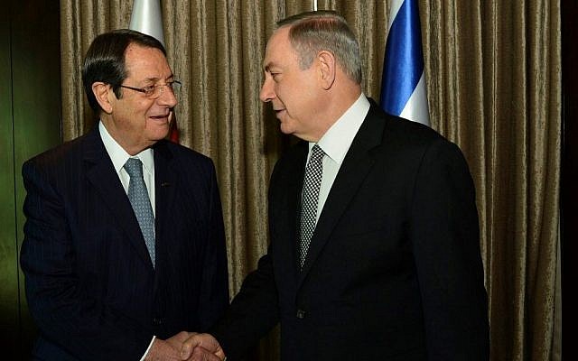 Prime Minister Benjamin Netanyahu meets with Cyprus President Nicos Anastasiades, at the King David Hotel in Jerusalem on December 8, 2016. (Kobi Gideon/GPO) Prime Minister Benjamin Netanyahu meets with Cyprus President Nicos Anastasiades, at the King David Hotel in Jerusalem on December 8, 2016. (Kobi Gideon/GPO)