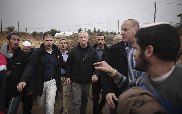 Housing Minister Yoav Gallant visits the Jewish settlement of Amona in the West Bank, on December 18, 2016. (Miriam Alster/Flash90) Housing Minister Yoav Gallant visits the Jewish settlement of Amona in the West Bank, on December 18, 2016. (Miriam Alster/Flash90)