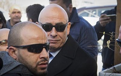 Joint Arab List MK Basel Ghattas arrives at the Lahav 433 investigation unit in Lod, December 20, 2016. (Roy Alima/Flash90)