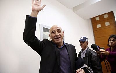 Joint List MK Basel Ghattas appears at Rishon Lezion Magistrate's Court  for a remand hearing on December 26, 2016, following his arrest on suspicion of smuggling cellphones to Palestinian security prisoners. (Photo by Meged Guzani/POOL)