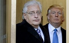 Donald Trump and attorney David Friedman exit the Federal Building, following an appearance in US Bankruptcy Court on February 25, 2010, in Camden, New Jersey. (Bradley C. Bower/Bloomberg News, via Getty Images/JTA)
