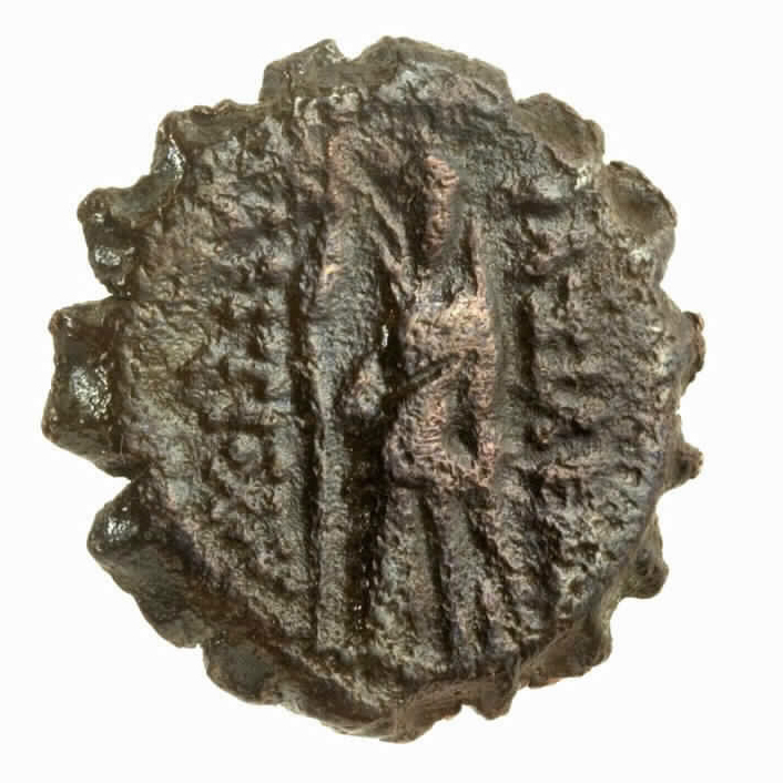 The reverse of a Seleucid bronze coin found at the Tower of David dated to the reign of Antiochus IV Epiphanes, the king from the Hanukkah story (Courtesy Tower of David Museum) The reverse of a Seleucid bronze coin found at the Tower of David dated to the reign of Antiochus IV Epiphanes, the king from the Hanukkah story (Courtesy Tower of David Museum)
