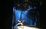 The 'Scarecrow' in Pole Show Jerusalem's Sunday night, December 4 rendition of 'The Wizard of Oz' (Jessica Steinberg/Times of Israel)