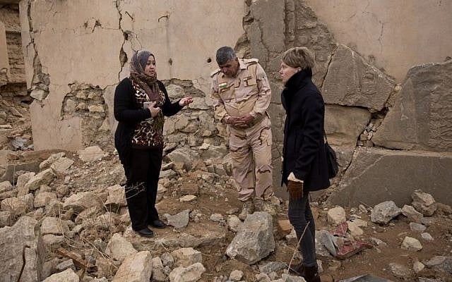 Iraq archaeologist Layla Salih, left, confers with UNESCO's representative in Iraq Louse Haxthausen, right, at the ancient site of Nimrud, Iraq, in this Wednesday, Dec. 14, 2016 photo. (AP Photo/Maya Alleruzzo) Iraq archaeologist Layla Salih, left, confers with UNESCO's representative in Iraq Louse Haxthausen, right, at the ancient site of Nimrud, Iraq, in this Wednesday, Dec. 14, 2016 photo. (AP Photo/Maya Alleruzzo)