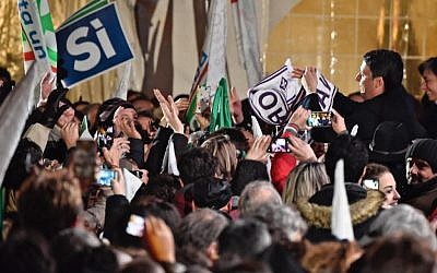 Italian Premier Matteo Renzi after addressing a rally ahead of the Italian constitutional referendum in Florence, Italy, December 2, 2016. (Maurizio Degl'Innocenti/ANSA via AP)