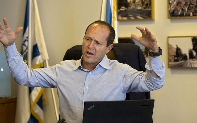 In this Thursday, Oct. 8, 2015 file photo, Jerusalem Mayor Nir Barkat, speaks during an interview with The Associated Press in his Jerusalem office. (AP/Tsafrir Abayov) In this Thursday, Oct. 8, 2015 file photo, Jerusalem Mayor Nir Barkat, speaks during an interview with The Associated Press in his Jerusalem office. (AP/Tsafrir Abayov)