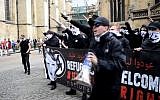 Illustrative: Members of the UK's neo-Nazi National Action group rally in York, June 9, 2016. (Screen capture: YouTube)
