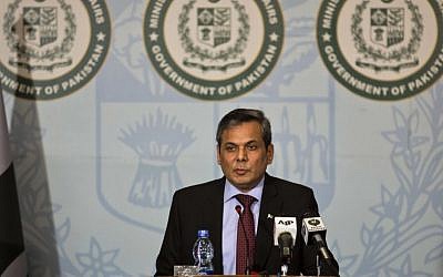 Pakistan's Foreign Ministry spokesman Nafees Zakaria speaks during a weekly briefing in Islamabad, Pakistan.  (AP Photo/B.K. Bangash, File).