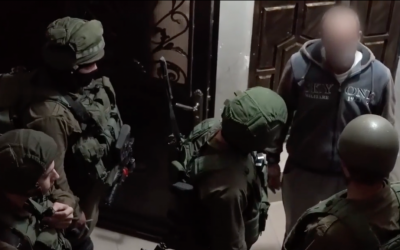 IDF troops arrest a suspected Hamas cell in the Hebron area during a joint raid with the police and Shin Bet in October, which was announced on December 8, 2016 (screen capture: YouTube)