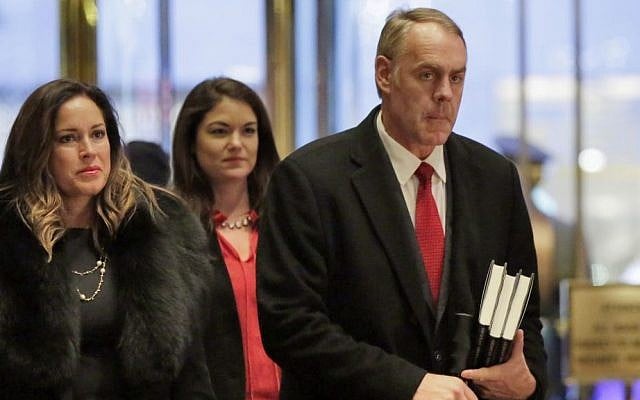 Rep. Ryan Zinke, right, R-Mont., arrives in Trump Tower, in New York, Monday, Dec. 12, 2016. (AP Photo/Richard Drew) Rep. Ryan Zinke, right, R-Mont., arrives in Trump Tower, in New York, Monday, Dec. 12, 2016. (AP Photo/Richard Drew)
