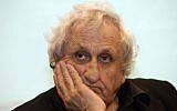 Israeli writer A.B. Yehoshua at a writers conference in Jerusalem, February 7, 2013. (Gali Tibbon/AFP/Getty Images via JTA)