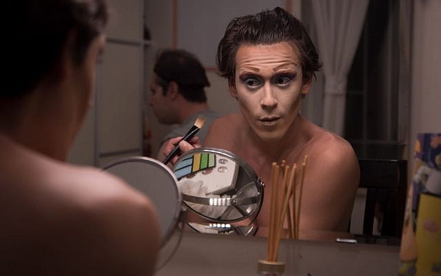 Israeli drag queen Yosale prepares for a show at the Videopub in Jerusalem. (Luke Tress/Times of Israel)