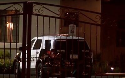 Police visit an Arizona apartment in which a father found a drunk Israeli holding his toddler in the middle of the night, on December 15, 2016 (screen capture: YouTube).