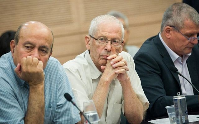 Likud Knesset member Benny Begin (benter) attends a Constitution, Law, and Justice Committee meeting on June 20, 2016. (Miriam Alster/Flash90) Likud Knesset member Benny Begin (benter) attends a Constitution, Law, and Justice Committee meeting on June 20, 2016. (Miriam Alster/Flash90)