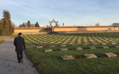 Jeremy Corbyn at the former Nazi concentration camp Theresienstadt, Dec. 3, 2016. (Screenshot from Twitter via JTA)