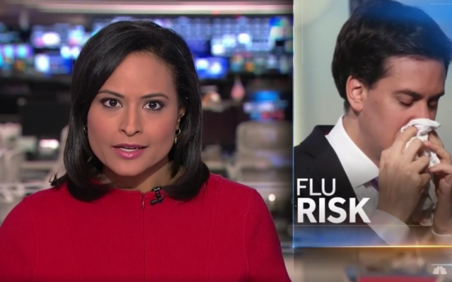 NBC segment on flu season featuring a picture of former UK Labour Party leader Ed Miliband. (Screen capture: Twitter) NBC segment on flu season featuring a picture of former UK Labour Party leader Ed Miliband. (Screen capture: Twitter)