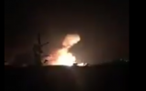 Screen shot of footage of alleged Israeli missile strike on the Syrian Mazzeh airbase  near Damascus on December 7, 2016. (Credit: Twitter)