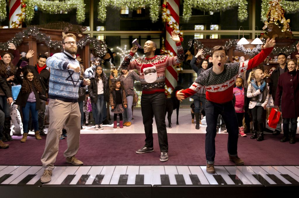 Seth Rogen, Anthony Mackie and Joseph Gordon-Levitt star in Jonathan Levine’s 'The Night Before.' (Courtesy of Columbia Pictures/via JTA) Seth Rogen, Anthony Mackie and Joseph Gordon-Levitt star in Jonathan Levine’s 'The Night Before.' (Courtesy of Columbia Pictures/via JTA)