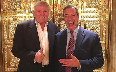 Donald Trump meets Nigel Farage, the first UK politician to meet the president-elect after the November 8, 2016 elections (Twitter)