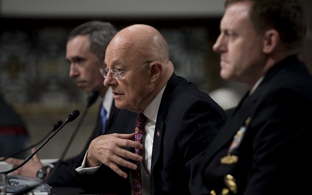 Defense Undersecretary for Intelligence Marcell Lettre, left, Director of National Intelligence James Clapper, center, and National Security Agency Director Admiral Michael Rogers testify before the Senate Armed Services Committee in Washington, DC, January 5, 2017. (AFP/ JIM WATSON)