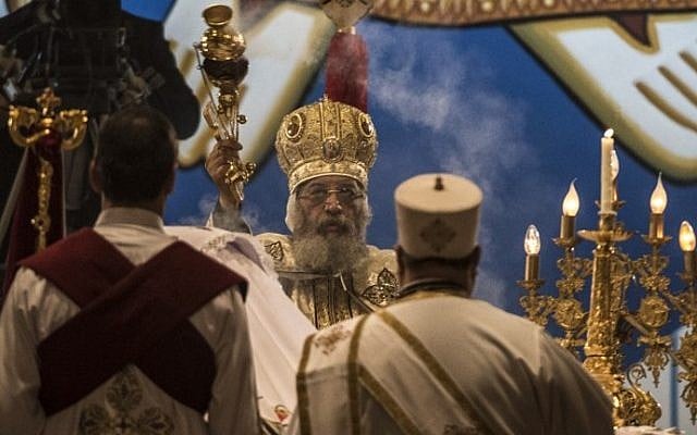 Egyptian Coptic leader Pope Tawadros II leads Christmas celebration at the St. Mark's Coptic Orthodox Cathedral in the Abbassia District of Cairo on January 6, 2017. (AFP/Khaled Desouki) Egyptian Coptic leader Pope Tawadros II leads Christmas celebration at the St. Mark's Coptic Orthodox Cathedral in the Abbassia District of Cairo on January 6, 2017. (AFP/Khaled Desouki)