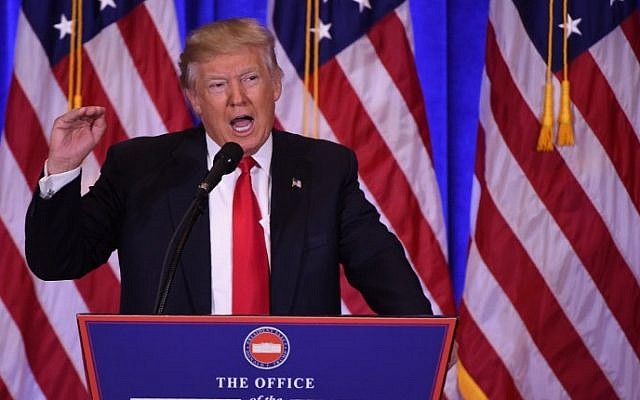 US President-elect Donald Trump gives a press conference January 11, 2017 in New York. (AFP/Don Emmert) US President-elect Donald Trump gives a press conference January 11, 2017 in New York. (AFP/Don Emmert)