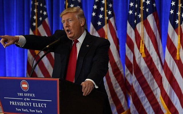 US President-elect Donald Trump speaks during a press conference January 11, 2017 at Trump Tower in New York. AFP/TIMOTHY A. CLARY) US President-elect Donald Trump speaks during a press conference January 11, 2017 at Trump Tower in New York. AFP/TIMOTHY A. CLARY)