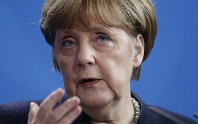 German Chancellor Angela Merkel talks to the media during a joint press conference with New Zealand's Prime Minister Bill English after a meeting at the Chancellery in Berlin on January 16, 2017. (AFP / Odd ANDERSEN)