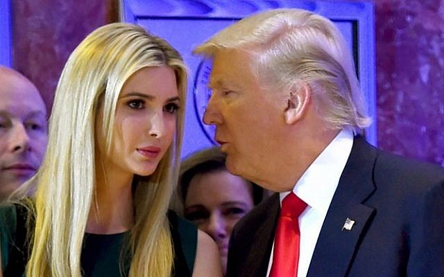 This file photo taken on January 11, 2017 shows then US President-elect Donald Trump whispering to his daughter Ivanka during a press conference at Trump Tower in New York. (AFP PHOTO / TIMOTHY A. CLARY) This file photo taken on January 11, 2017 shows then US President-elect Donald Trump whispering to his daughter Ivanka during a press conference at Trump Tower in New York. (AFP PHOTO / TIMOTHY A. CLARY)