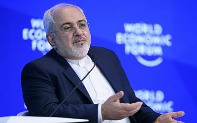 Iran's Foreign Minister Mohammad Javad Zarif speaks during a meeting on the second day of the World Economic Forum, on January 18, 2017 in Davos. (AFP/ FABRICE COFFRINI)